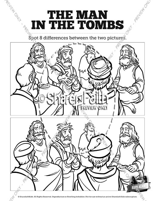 Luke 8 The Man in the Tombs Spot the Differences Thumbnail Showcase
