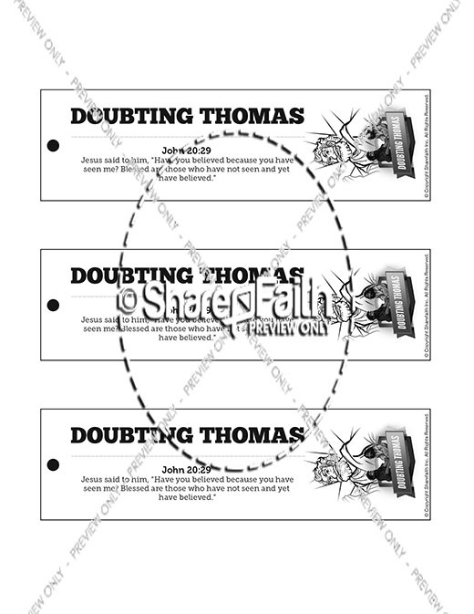 John 20 Doubting Thomas Bible Bookmarks Thumbnail Showcase