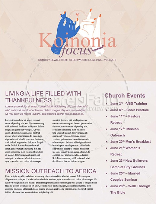 Sisterhood Women's Ministry Church Newsletter Thumbnail Showcase