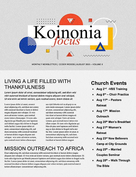 Homecoming Sunday Church Newsletter 2022