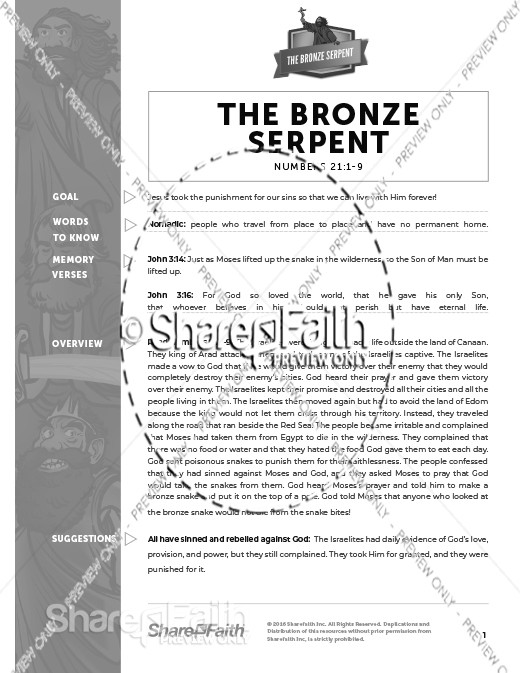 Numbers 21 The Bronze Serpent Curriculum