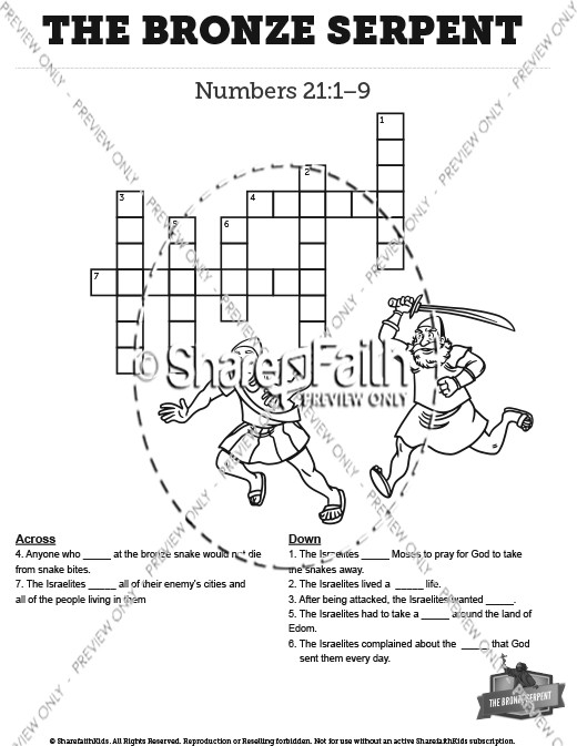 Numbers 21 The Bronze Serpent Sunday School Crossword Puzzles Thumbnail Showcase