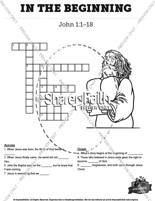 1 John   In the Beginning: Crossword Puzzle Thumbnail Showcase