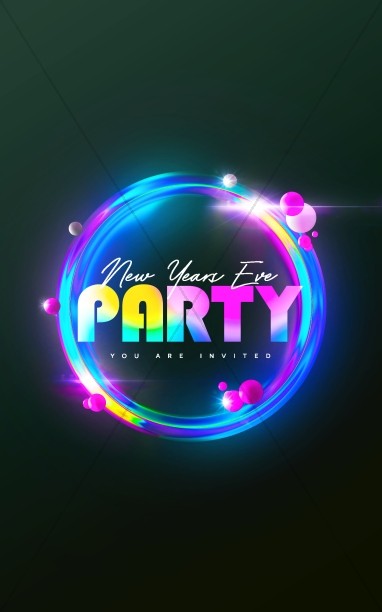 New Years Eve Party Neon: Bifold Bulletin Cover Thumbnail Showcase