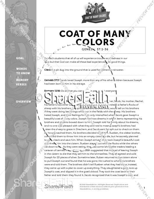 Genesis 37 Coat of Many Colors: Curriculum