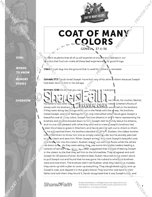 Genesis 37 Coat of Many Colors: Curriculum Thumbnail Showcase