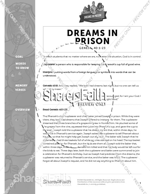 Genesis 40 Dreams in Prison: Curriculum