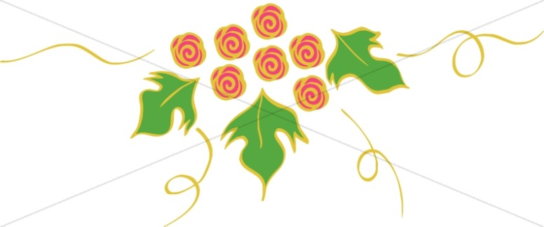 Rose Symbols with Green Leaves