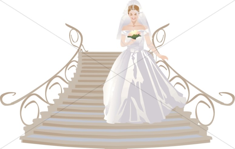 Bride Approaches from Grand Staircase Thumbnail Showcase