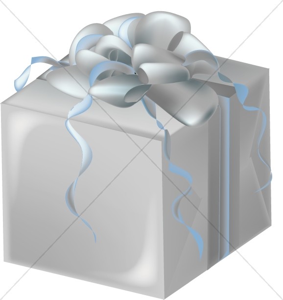 Silver Gift Box with Bluish Bow Thumbnail Showcase