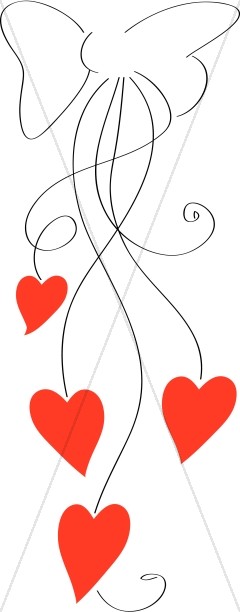 Line Art Ribbon Bow with Red Hearts Thumbnail Showcase
