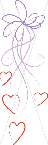 Stylized Purple Line Art Ribbon with Hearts Thumbnail Showcase