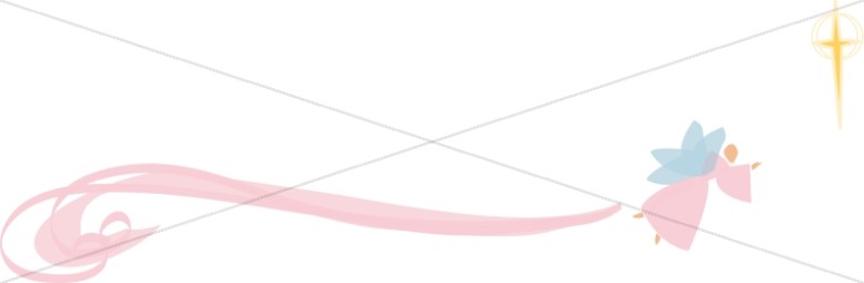 Stylized Pink Swirl Angel with Cross