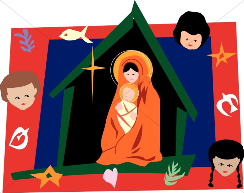 Nativity Scene with Symbols Thumbnail Showcase