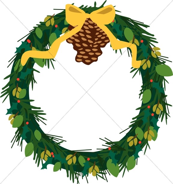 Evergreen Wreath with Pine Cones