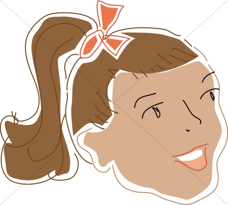 Cute girl With Ponytail Face Thumbnail Showcase