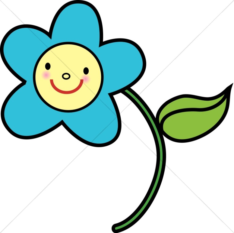 Blue Flower with Yellow Smiley Face Thumbnail Showcase