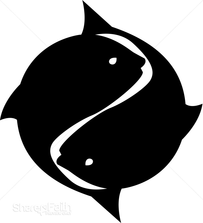 Black on white Circling Fish Symbol | Christian Fish Clipart