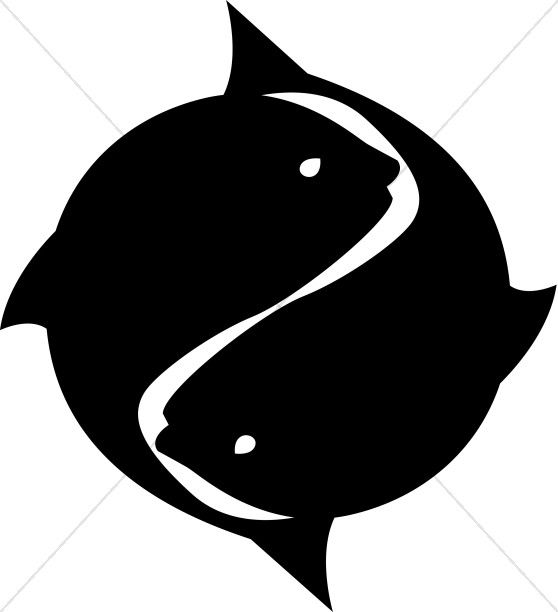 Black on white Circling Fish Symbol Thumbnail Showcase
