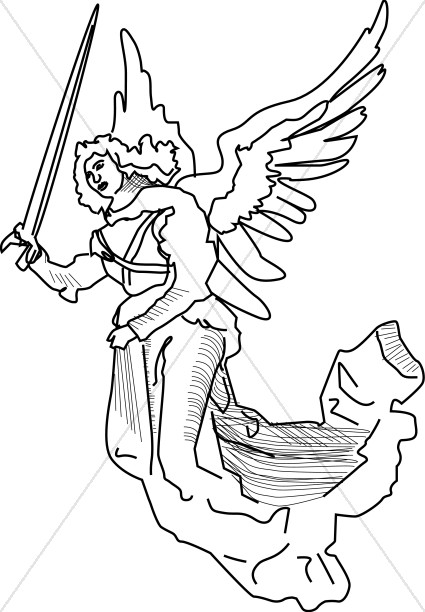 Angel with Sword Clipart Thumbnail Showcase