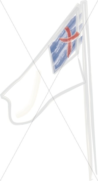 Lightly Sketched Christian Flag on Pole Thumbnail Showcase