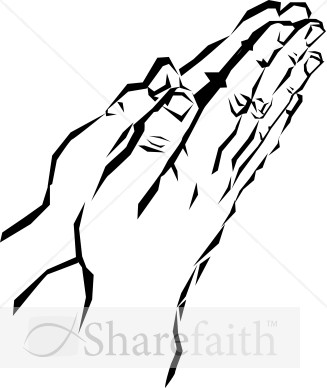 Black And White Prayer Hands | Prayer Clipart