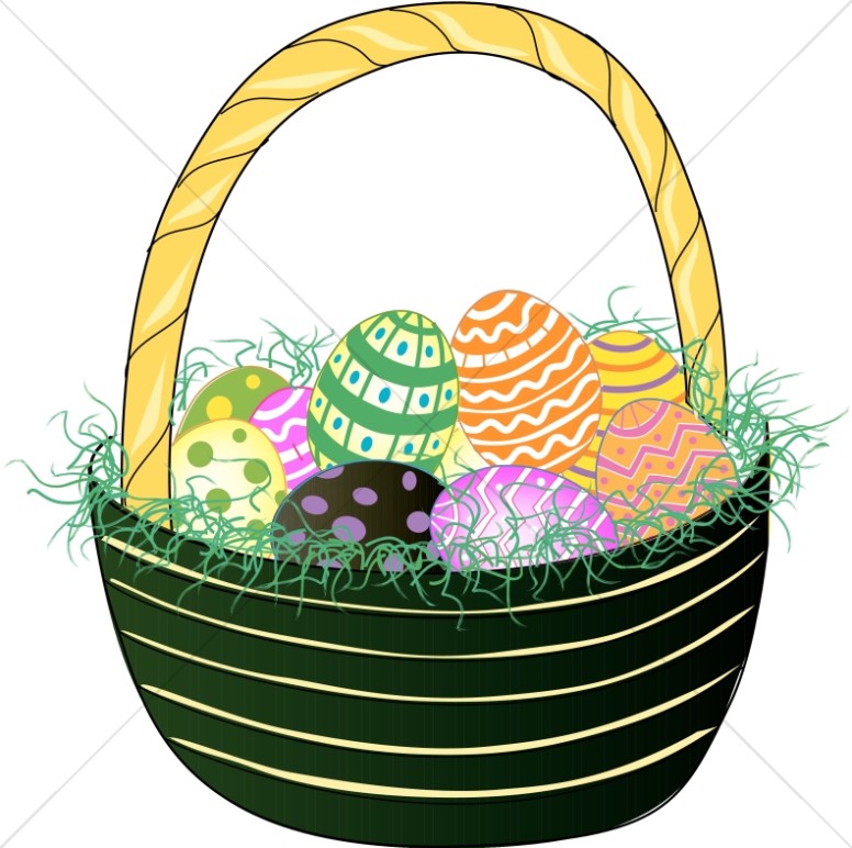 Green Basket with Easter Eggs Thumbnail Showcase