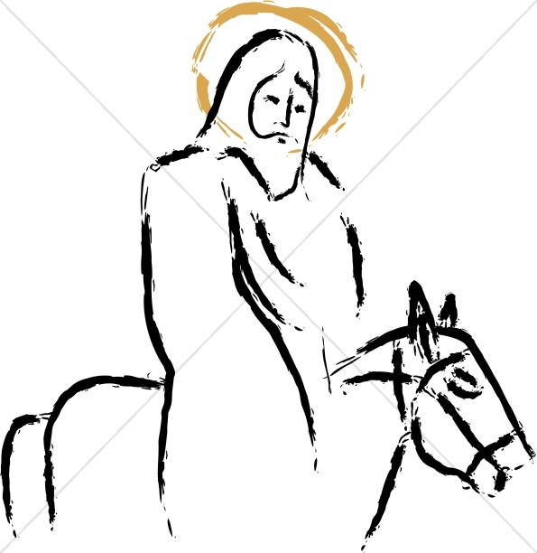 Jesus riding Donkey Painted Strokes Thumbnail Showcase
