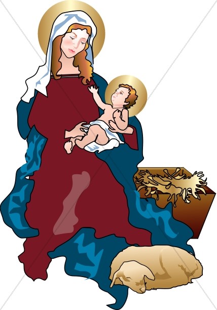 Baby Jesus Reaches up to Mary