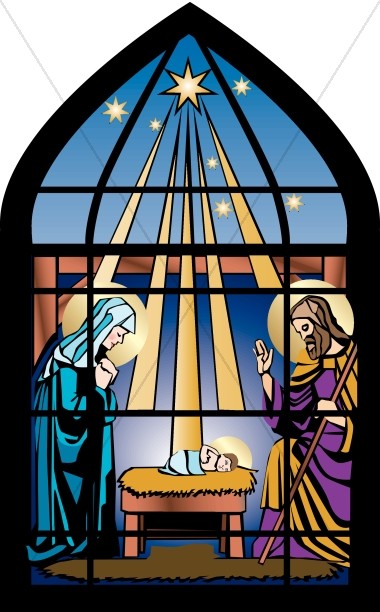 Stained Glass Nativity Nativity Clipart