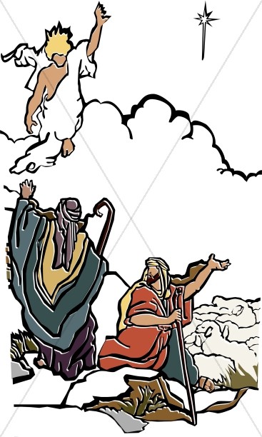 angels singing to shepherds clipart