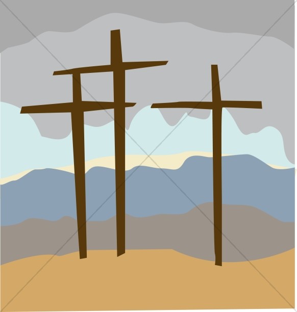 Calvary Crosses with Stormy Sky