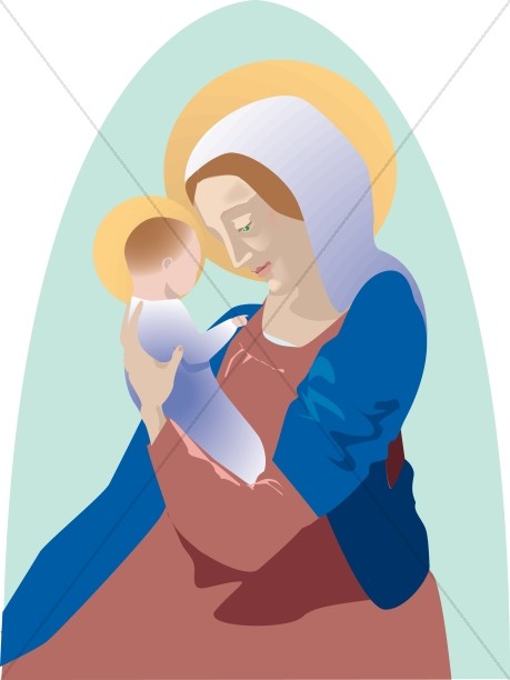 Baby Jesus Embraced by Mary