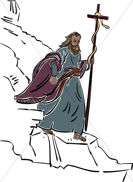 Moses Walking with Staff and Snake