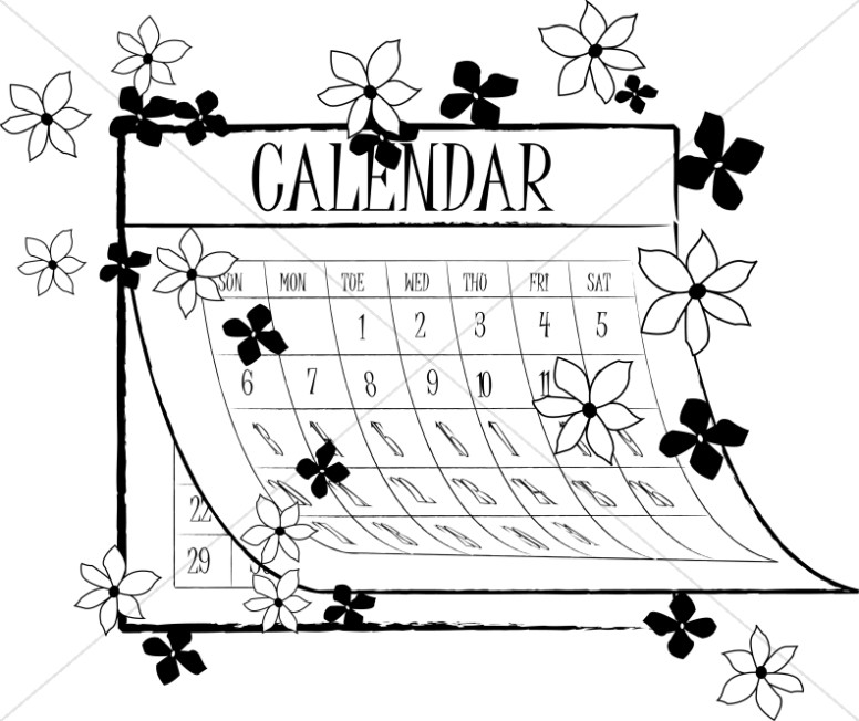 Black and White Spring Calendar Thumbnail Showcase