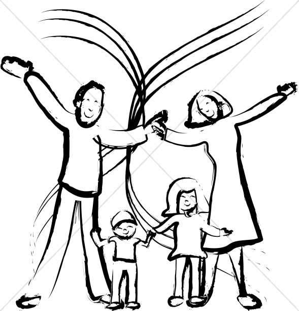 family clipart black and white