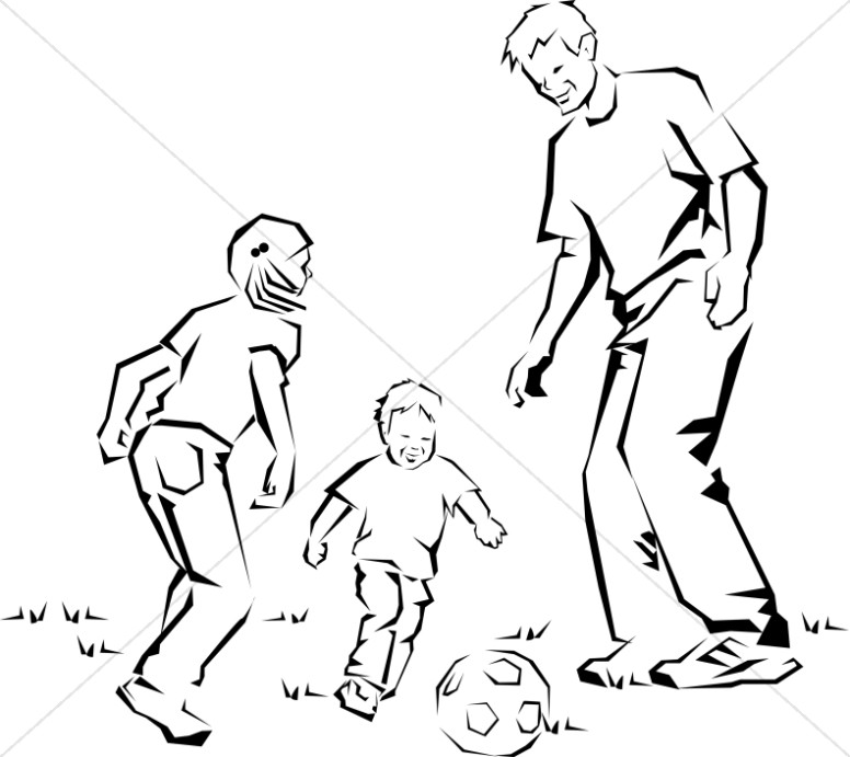 Father and Children Kicking Ball Thumbnail Showcase