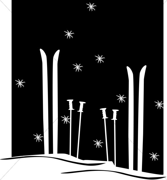 Skis, Poles and Snowflakes Thumbnail Showcase