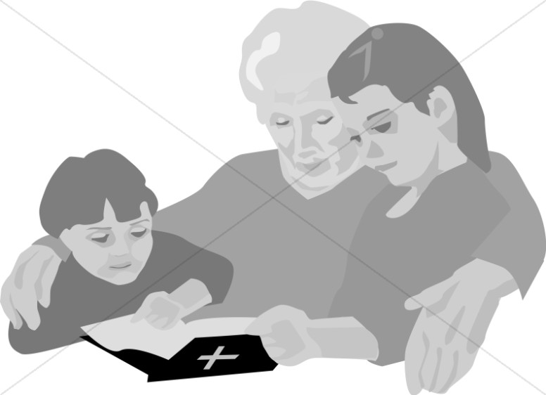 Kids and Grandmother with Bible Thumbnail Showcase
