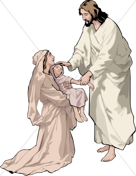 Jesus Blessing Child and Mother.