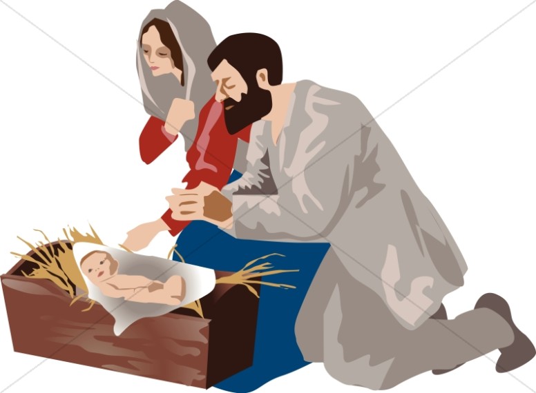 Jesus in the Manger with Mary and Joseph Thumbnail Showcase