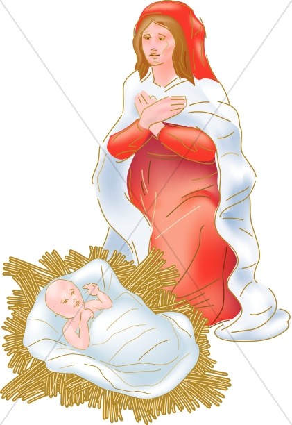 Mary with Jesus in the Manger Thumbnail Showcase