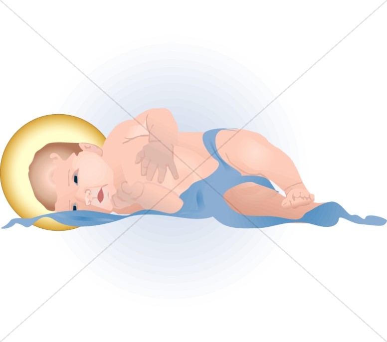 Baby Jesus Laying in Blue Blanket Thumbnail Showcase