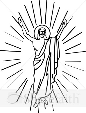 Line Drawn Risen Christ in Halo | Jesus Clipart