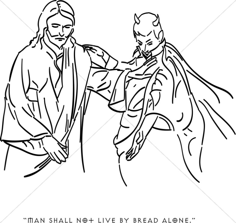 satan tempts jesus clipart for children