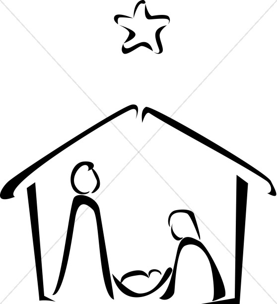 Black and White Nativity Sketch