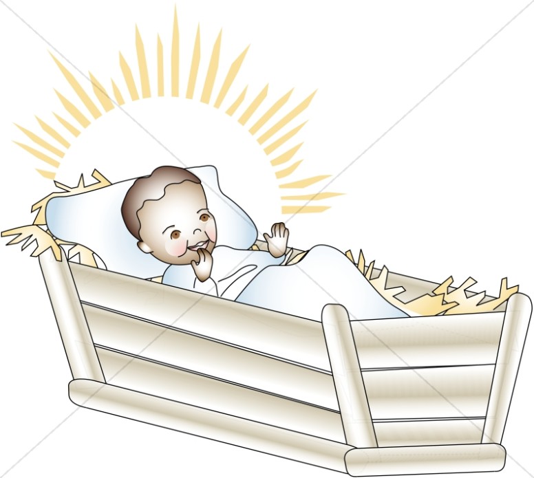 Baby Jesus Lies in the Manger on Christmas Morning