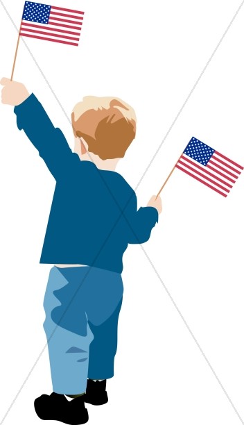 Little Boy with Flags Thumbnail Showcase