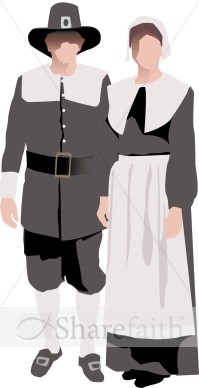 Symbolic pilgrim Couple | Thanksgiving Clipart