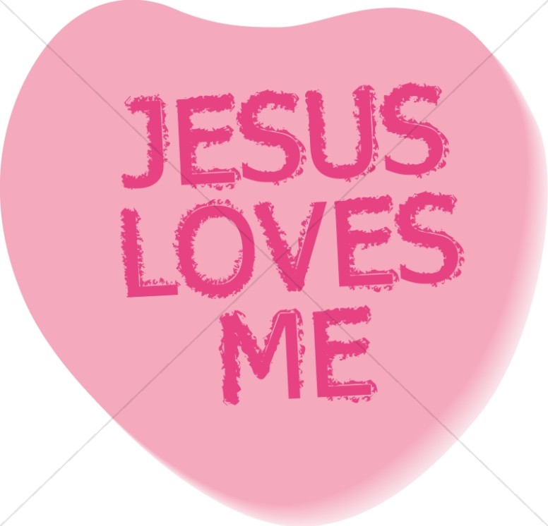 Jesus Loves Me Text on Candy Heart Thumbnail Showcase